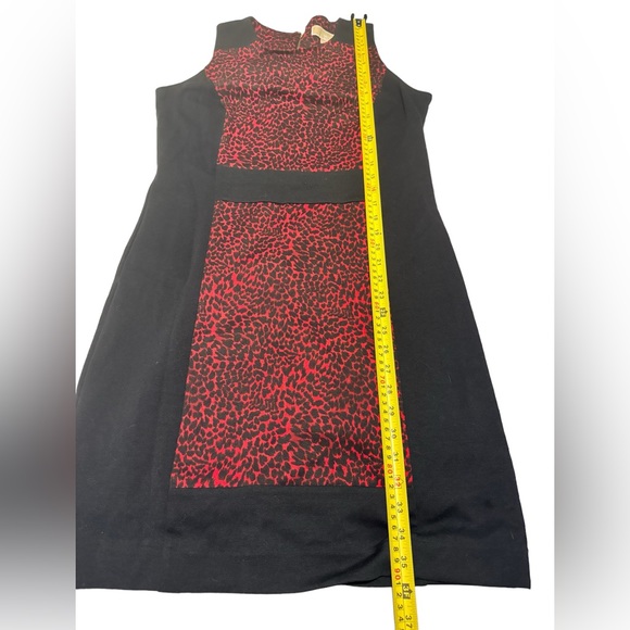 MICHAEL KORS Black Red Sleeveless Leopard Cheetah Print Dress SZ 10 Knee Length - Picture 6 of 8